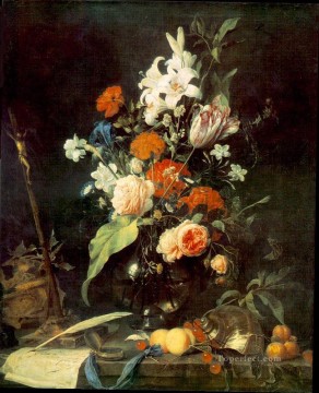 Flower Still Life With Crucifix And Skull Dutch Baroque Jan Davidsz de Heem Oil Paintings